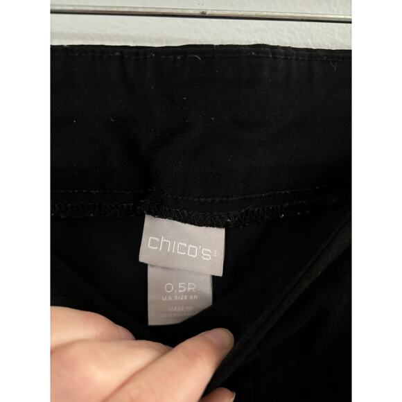 Chicos Pants Womens 6 Chicos 0.5 Black Slacks Trousers Office Business Pull On - Picture 2 of 7